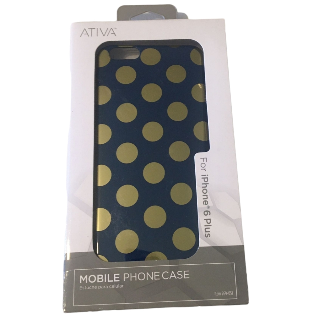 Ativa: Blue, polka dot phone case for iPhone 6 Plus. New.